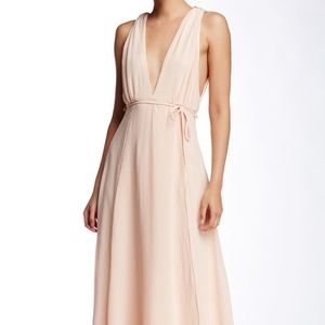 Plunging Blush Maxi Dress